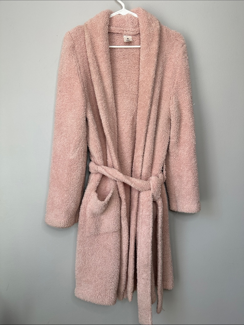 Cozy Plush Shawl Collar Robe Coat - Dusty Pink